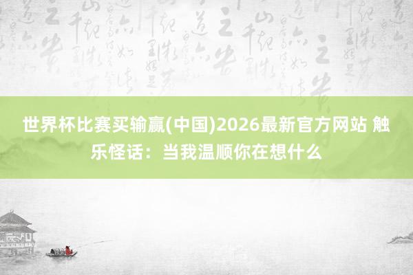 世界杯比赛买输赢(中国)2026最新官方网站 触乐怪话：当我温顺你在想什么