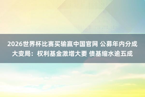 2026世界杯比赛买输赢中国官网 公募年内分成大变局：权利基金激增大要 债基缩水逾五成