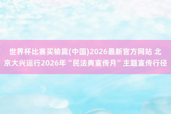 世界杯比赛买输赢(中国)2026最新官方网站 北京大兴运行2026年“民法典宣传月”主题宣传行径