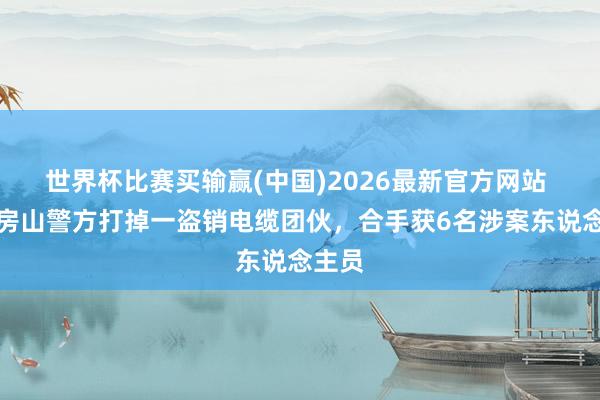 世界杯比赛买输赢(中国)2026最新官方网站 北京房山警方打掉一盗销电缆团伙，合手获6名涉案东说念主员