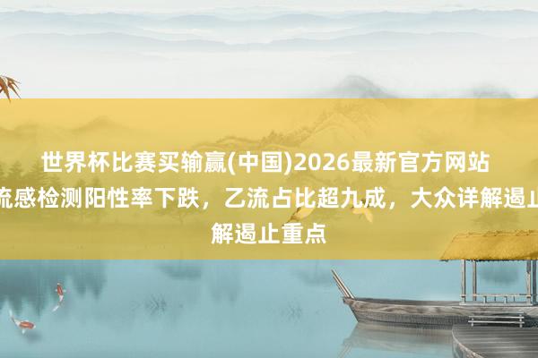 世界杯比赛买输赢(中国)2026最新官方网站 南北流感检测阳性率下跌，乙流占比超九成，大众详解遏止重点