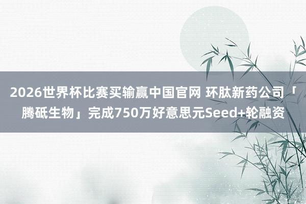 2026世界杯比赛买输赢中国官网 环肽新药公司「腾砥生物」完成750万好意思元Seed+轮融资
