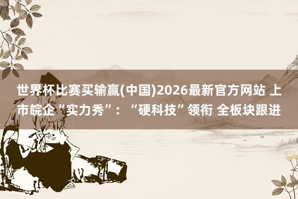 世界杯比赛买输赢(中国)2026最新官方网站 上市皖企“实力秀”：“硬科技”领衔 全板块跟进