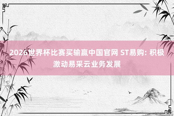 2026世界杯比赛买输赢中国官网 ST易购: 积极激动易采云业务发展