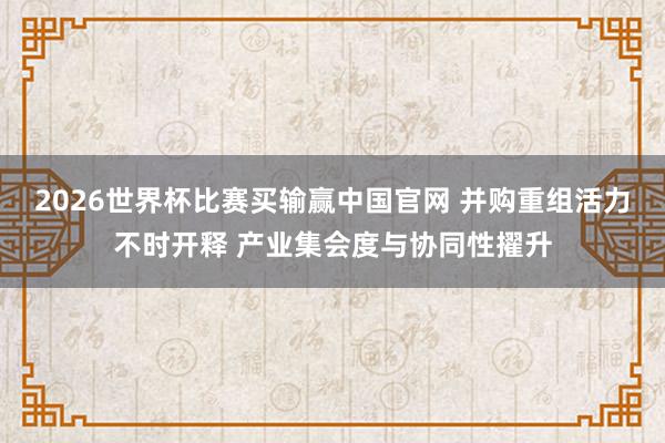 2026世界杯比赛买输赢中国官网 并购重组活力不时开释 产业集会度与协同性擢升