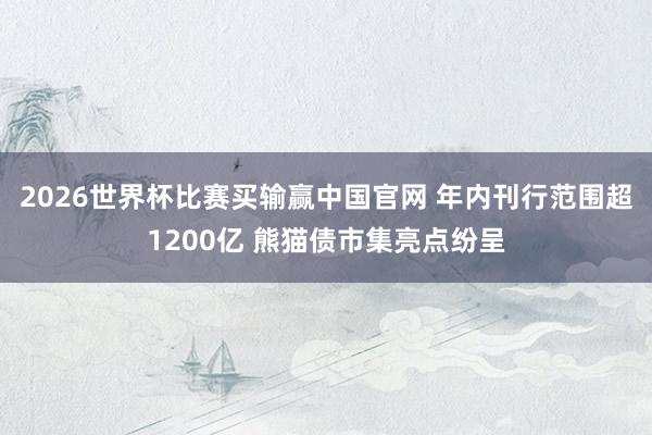 2026世界杯比赛买输赢中国官网 年内刊行范围超1200亿 熊猫债市集亮点纷呈
