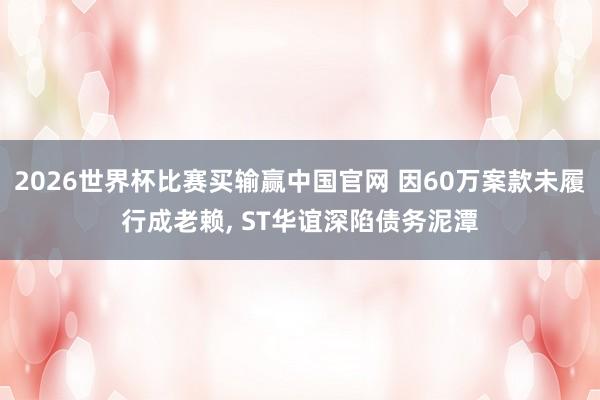 2026世界杯比赛买输赢中国官网 因60万案款未履行成老赖， ST华谊深陷债务泥潭