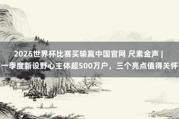 2026世界杯比赛买输赢中国官网 尺素金声 | 一季度新设野心主体超500万户，三个亮点值得关怀