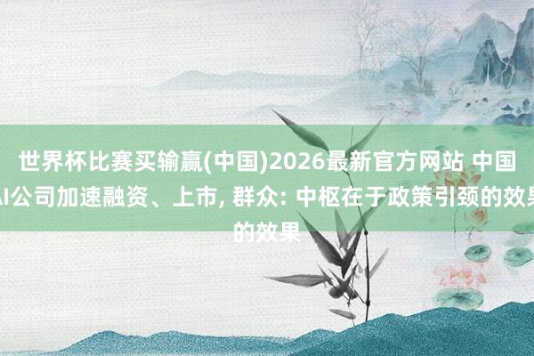 世界杯比赛买输赢(中国)2026最新官方网站 中国AI公司加速融资、上市， 群众: 中枢在于政策引颈的效果