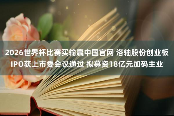 2026世界杯比赛买输赢中国官网 洛轴股份创业板IPO获上市委会议通过 拟募资18亿元加码主业