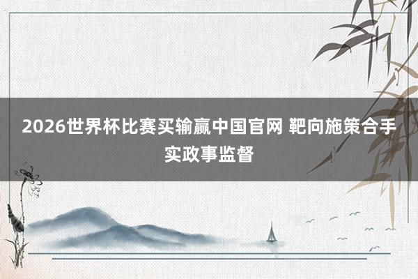 2026世界杯比赛买输赢中国官网 靶向施策合手实政事监督
