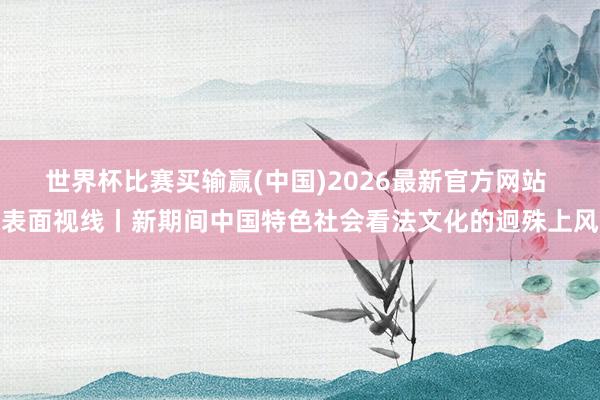 世界杯比赛买输赢(中国)2026最新官方网站 表面视线丨新期间中国特色社会看法文化的迥殊上风