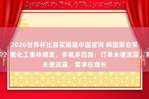 2026世界杯比赛买输赢中国官网 韩国聚合采购将致加价？氟化工集体爆发，多氟多回复：订单未便流露，需求在增长