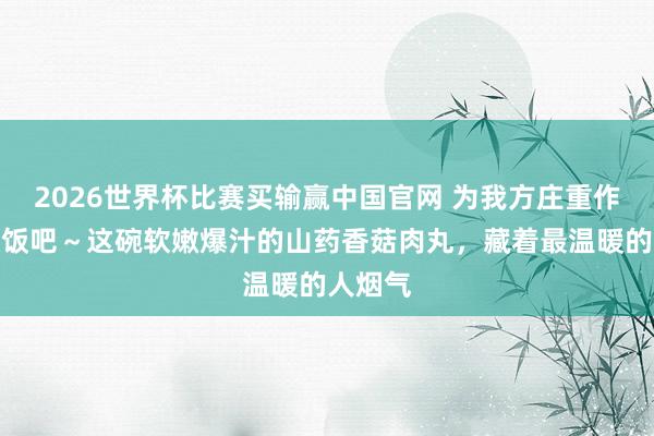 2026世界杯比赛买输赢中国官网 为我方庄重作念一顿饭吧～这碗软嫩爆汁的山药香菇肉丸，藏着最温暖的人烟气