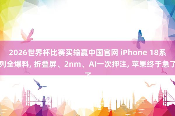 2026世界杯比赛买输赢中国官网 iPhone 18系列全爆料， 折叠屏、2nm、AI一次押注， 苹果终于急了