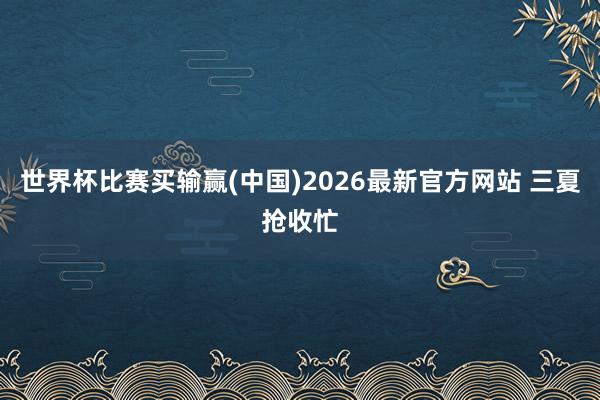 世界杯比赛买输赢(中国)2026最新官方网站 三夏抢收忙