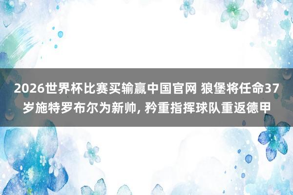 2026世界杯比赛买输赢中国官网 狼堡将任命37岁施特罗
