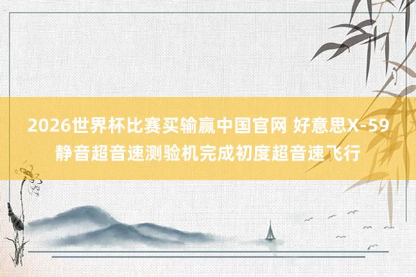 2026世界杯比赛买输赢中国官网 好意思X-59静音超音速测验机完成初度超音速飞行