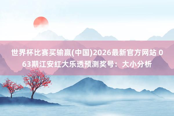 世界杯比赛买输赢(中国)2026最新官方网站 063期江安红大乐透预测奖号：大小分析