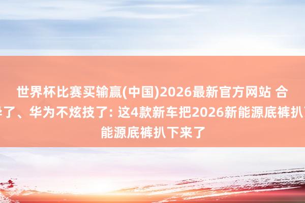 世界杯比赛买输赢(中国)2026最新官方网站 合伙怪异了、华为不炫技了: 这4款新车把2026新能源底裤扒下来了