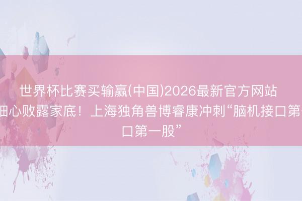 世界杯比赛买输赢(中国)2026最新官方网站 初度细心败露家底！上海独角兽博睿康冲刺“脑机接口第一股”