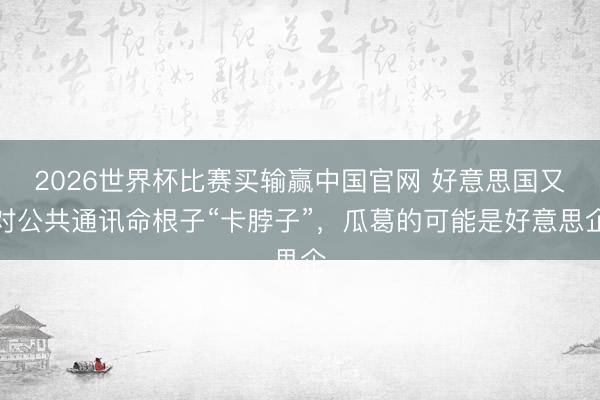 2026世界杯比赛买输赢中国官网 好意思国又对公共通讯命根子“卡脖子”，瓜葛的可能是好意思企