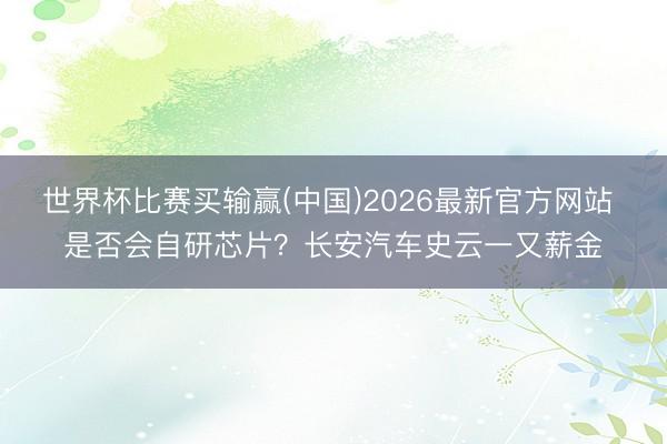 世界杯比赛买输赢(中国)2026最新官方网站 是否会自研芯片？长安汽车史云一又薪金