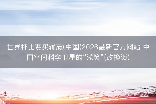 世界杯比赛买输赢(中国)2026最新官方网站 中国空间科学卫星的“浅笑”(改换谈)