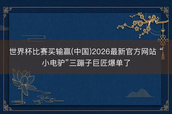 世界杯比赛买输赢(中国)2026最新官方网站 “小电驴”三蹦子巨匠爆单了