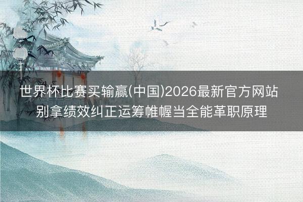 世界杯比赛买输赢(中国)2026最新官方网站 别拿绩效纠正运筹帷幄当全能革职原理